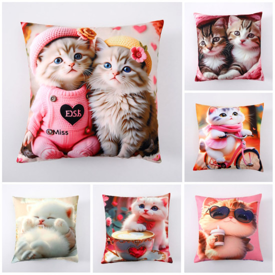 Наволочка на молнии из микрофибры Colorful Котики 45х45 см арт. 523-20