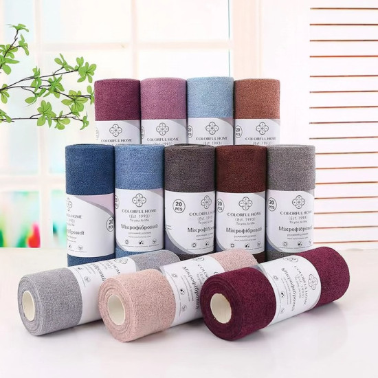 Салфетка из микрофибры многоразовая в рулоне 25х25 см Colorful арт. 546-6