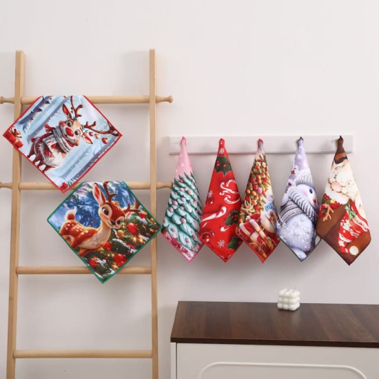 Серветка із мікрофібри з новорічним малюнком 30х30 см Colorful арт. 523-45