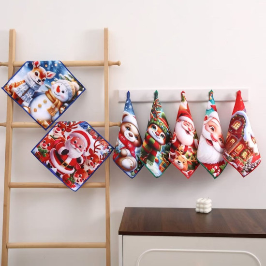 Серветка із мікрофібри з новорічним малюнком 30х30 см Colorful арт. 523-45