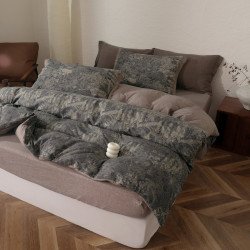 Постельное бельё полуторное под варёный хлопок Colorful 150х210 см с простынёй на резинке 04-100/07