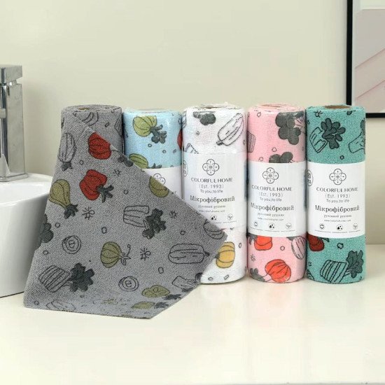 Салфетка из микрофибры многоразовая 25х25 см Colorful в рулоне арт. 507-70