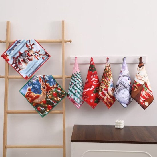 Салфетка из микрофибры с новогодним рисунком 30х30 см Colorful арт. 523-45