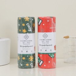 Серветка із мікрофібри багаторазова з новорічним малюнком у рулоні 25х25 см Colorful арт. 507-90