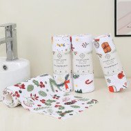 Салфетка из микрофибры многоразовая с новогодним рисунком в рулоне 25х25 см Colorful арт. 507-91
